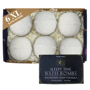 Sleepy Time: Magnesium Bath Bombs – Chamomile Vanilla – 6 Pack