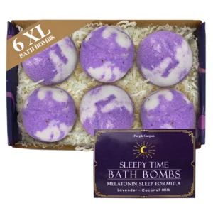 Sleepy Time: Melatonin Bath Bombs – Lavender Coconut – 6 Pack